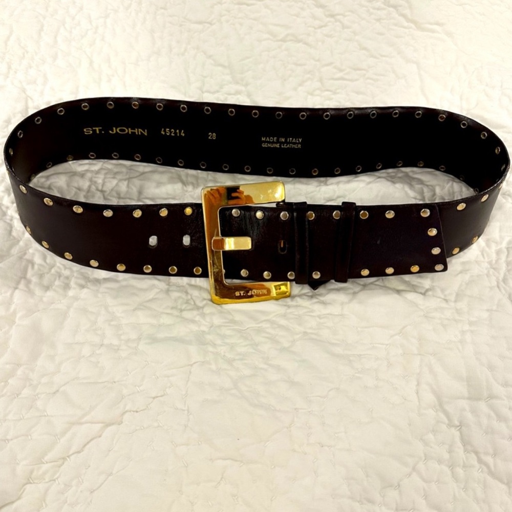 St. John Black & Gold studded belt